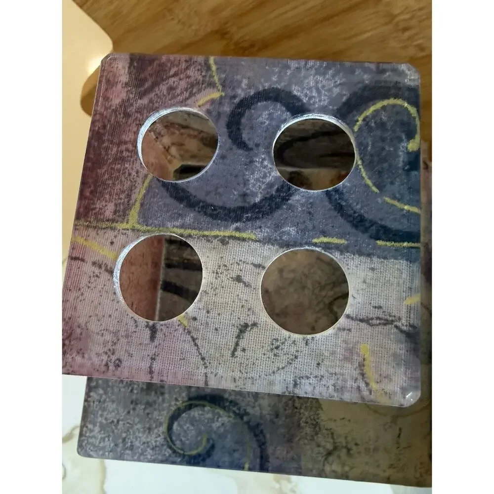 Vintage Croscill 3-Piece Abstract Bathroom Set Tissue Box Garbage Can Toothbrush